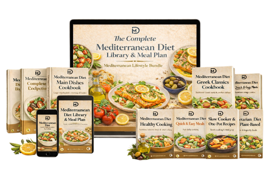 Mediterranean Diet 2026 Complete E-Bundle (+10 Bonus Cook Books & 28-Day Meal Plan)